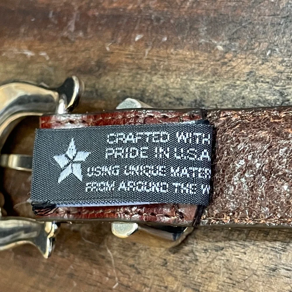 Vintage Y2K‎ Brighton Brown Mock Croc Leather Western Buckle Belt Large